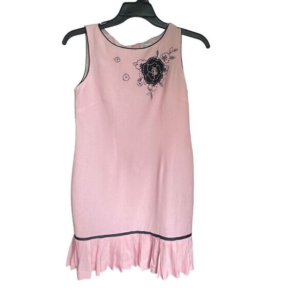 Jessica Howard Linen Blend Floral Pink/ Black Petite Size 10 Sleeveless Dress - Picture 1 of 10